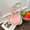 Bolsa Saco com Cordão Estilo Coreano Feminina 2026 Nova Chegada Tendência Estilo Coreano Nicho Simples para o Dia a Dia Ombro Cruzado