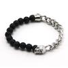 Pulseira de Pedras Vulcânicas com Contas Quente da Temu Transfronteiriça, Pulseira Personalizada de Caveira de Metal, Pulseira Trançada de Joias Atacado