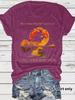 En stock Camiseta de mujer con cuello redondo y estampado de atardecer de moda europea y americana en stock Amazon en stock Manga corta suelta Comercio exterior