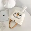 Bolsa de Lona Urso Bolsa de Mão Feminina Estudante Bolsa para Marmita Bolsa Simples Trabalhador de Escritório Bolsa de Almoço Bolsa de Almoço