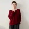 Suéter de Cachemir para Bebé para Mujer, Estilo Holgado y Relajado, Tejido de Cuello de Una Línea, Suéter de Punto, Top de Punto