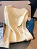 Comercio Exterior Transfronterizo Resistente Encaje de Cuentas Integrado Base de Punto de Terciopelo Camiseta Estilo Invierno Ajustado Top Cálido Ropa de Mujer