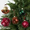 Nuevos adornos de bola de Navidad transfronterizos, bolas de Navidad decorativas pintadas a mano, bolas de plástico planas con forma irregular electroplateadas y flocadas