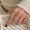 Anillo de cuentas de lazo hueco de plata esterlina s925 vecino femenino elegante estilo Chanel creativo anillo abierto en forma de 8