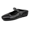 Mismo Estilo en Stock~5cm de Altura-Aumentadora Cuadrado Francés Sin Cordones Mula Versátil Verano Nuevo Medio Zapato para Mujer