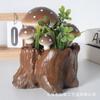 Simulación tocón de árbol grande hongo bonsái oficina sala de estar adornos creativos accesorios para fotos cuenca de combinación verde artificial