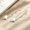 Pendientes de Plata de Ley S925 con Forma de Estrella y Ola para Mujer, Pendientes de Hilo con Borla de Estrella de Cinco Puntas de Lujo Sencillo y Versátil