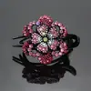 Presilha de Cabelo Bico de Pato com Strass Tendência de Três Garras para Mães e Senhoras, Penteado Elegante para a Parte de Trás da Cabeça, Acessório de Cabelo com Elementos Florais