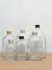 Botella de vidrio transparente color jade de 350 ml, botella plana, botella para jugo de bebidas, botella pequeña de vino de 250 ml, botella vacía de 100 ml