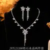 Suministro transfronterizo: Juego de collar y pendientes de pedrería de circonita cúbica de cristal, cadena para la clavícula de collar para vestido de novia y vestido de noche