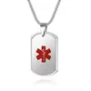 Collar de Acero Inoxidable Huayue Símbolo de Rescate Médico Internacional Transfronterizo Bastón de Serpiente Doble Capa Estrella de la Vida, Grabable