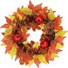 Corona de Otoño de Amazon con Hojas de Arce Calabaza Piñas Bayas para Puerta Principal Decoraciones de Acción de Gracias Halloween