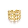Anillo de acero de titanio hueco nuevo estilo ins de Amazon para mujer, no se decolora, anillo de acero inoxidable chapado en oro de horno de 18 quilates, venta al por mayor