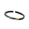 Pulsera de Fuego Negro Fluido Chapada en Plata, Estilo Fresco Personalizado, Pulsera Abierta Simple, Sólida con Textura Dorada, Venta Directa de Fábrica