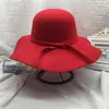 Chapéu de Pescador Preto para Mulheres Outono e Inverno Coreano All-match Gravata Borboleta Top Hat Chapéu de Lã de Lã de Aba Grande para Mulheres Vintage