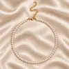 Collar de perlas vintage de moda para mujer, estilo coreano, moderno, sencillo, elegante, combinable con todo, cadena de clavícula para mujer