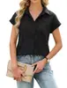 2026 Ropa Femenina Transfronteriza Europea y Americana Amazon TK Verano Nuevo Holgado Botón Manga Corta Jacquard Camisa Chifón Camisa