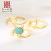 Anillo de Plata de Ley 925 Vacío Gatos Sha Anillo de Oro Sha Anillo de Oro Sha Anillo de Oro Sha Anillo de Oro Sha Artesanía de Oro Jaspe de Abeja Jade Anillo de Piedra de Jade Sha Mujeres