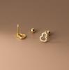 Pendientes de Hilo de Calabaza Hueca con Diamante de Plata S925 Eloch Estilo Coreano Pequeña Personalidad Joyería para Orejas Femenina M02078