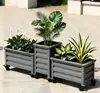 Envío Gratis Caja de Flores de Aleación de Aluminio Maceta para Balcón al Aire Libre Caja Rectangular de Plantación Canaleta para Flores Maceta para Plantas Verdes para Uso en Casa con Ruedas