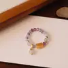 Anillo de Cristal Natural Elástico Moda Nacional Nuevo Diseño Chino Cuerda Elástica con Cuentas Anillo de Cristal Anillo de Temperamento Venta al por Mayor