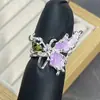 Anillo de Mariposa Morado Taro Esmalte Aceite Goteando Super Hada Dulce y Fresco Estilo Sexy Femenino Anillo Asimétrico Exagerado de Gama Alta