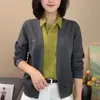 Nueva sudadera de otoño estilo solapa patchwork, dos piezas falsas, versátil y elegante, diseño adelgazante y rejuvenecedor, top casual de color liso