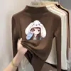 Y2368# estilo estrangeiro meninas veludo casual Joker manga longa gola redonda top casual infantil segunda pele moda