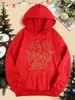 Feliz Ano Novo Estampa Artística de Letras Moletom Feminino Roupas Hip Hop Outono Inverno Moletom com Bolso Modelagem Solta