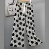 Calça de Pijama de Algodão e Seda Estilo Coreano para Mulheres, Verão 2025, Calça Reta Solta Casual de Alta Qualidade que Pode Ser Usada Fora de Casa como Calça de Casa