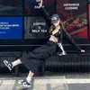 Falda de Mezclilla con Cordón Estilo Ropa de Trabajo con Bolsillo 2025 Gris de Cintura Alta con Abertura de Longitud Media Moda de Nicho para Mujer