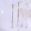 Pendientes de Perla Estilo Chino Dorados de Alta Gama Otoño e Invierno Pendientes Largos Pendientes de Borla Pendientes Elegantes de Lujo Ligero para Mujer