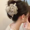 Elegante y Suave Pinza para el Cabello Floral de Perlas para Mujer, Pinza de Tiburón de Alta Gama para la Parte Trasera de la Cabeza, Pasador, Accesorio para el Cabello