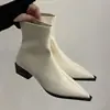 Botines Cortos de Punta Estilo Coreano para Mujer 2026 Nuevos Botines Individuales Otoño Invierno Ropa de Moda Botas de Tacón Grueso Adelgazantes Botas de Moda de Nicho