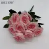 Camélia de 9 galhos com bordas encaracoladas, buquê de rosas artificiais, decoração de arco para corredor de casamento, flores artificiais para comércio transfronteiriço e arranjos florais