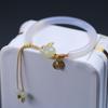 Pulsera de Ágata Blanco Natural Tejida a Mano con Conejo de Jade Hetian Accesorios Marca Fu Joyería Moderna Sencilla para Niños y Niñas