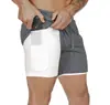 Exportação Transfronteiriça Shorts Esportivos de Corrida Fitness Masculinos Soltos Calças com Bolso Multi-Aba Moda Camada Dupla Tamanho Grande Calças Casuais para Homens