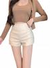 Pantalones Cortos de Cuero Negro para Mujer 2025 Nuevo Otoño Hot Pants Sexy Cintura Alta Ajustados Ajustados Línea A Pantalones Casuales