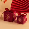 Novedad para 2024 Caja de Dulces para Boda Nueva Rojo Vino TikTok Caja de Dulces para Boda Estilo Mori Estilo Chino Caja de Regalo