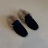 Primeiro Encontro Temporada Quadrada Retro Salto Bloco Pelo Sintético Chinelos Outono/Inverno Novos Tamancos Fechados para Mulheres