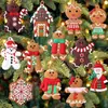 Adornos de madera de hombre de jengibre clásico más vendidos transfronterizos, decoraciones navideñas, adornos colgantes, decoraciones para árboles de Navidad