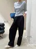 Calça Social Cisnann Outono Nova Chegada Mistura de Tencel e Lã Modeladora de Pernas Plissada de Perna Larga SN7684