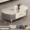 Mesa de Café de Piedra Sinterizada Lujo Ligero Sala de Estar Hogar 2026 Nuevo Gama Alta Apartamento Pequeño Mesa de Café Ovalada Combinación de Mueble de TV