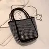 Bolso Pequeño de Lujo con Diamantes Brillantes para Mujer 2022 Nuevo Moderno Portátil Tipo Cubo Bolso Cruzado de Hombro con Cadena de Nicho