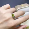 Anel de Peridoto Natural Prata de Lei 925 Banhado a Ouro Rosa Tamanho da Pedra Principal 6*8mm