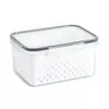 Conjunto de Caixas para Conservação de Alimentos de Cozinha Frutas e Vegetais Drenagem Plástico Armazenamento Caixa Bento com Tampa Caixa de Armazenamento para Geladeira e Freezer