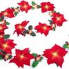 Luces de Cadena Rojas Navideñas del Fabricante, Luces de Cadena Decorativas para Árbol de Navidad, Luces Led Navideñas de Cono de Pino, Frutos Rojos, Hojas