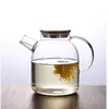 Jarra de Agua de Vidrio con Tapa de Bambú al por Mayor para Sala de Estar, Jarra de Vidrio de Borosilicato Alto para Agua Fría, Taza de Agua Doméstica de Gran Capacidad para Agua Fría Hervida, Jugo y Agua Fría