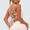 Conjunto de Roupa de Yoga Sem Costura com Rosca Transfronteiriça Botee Lindo Costas com Cordão Top Esportivo Shorts Conjunto de Yoga para Mulheres