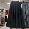 Falda plisada de moda Otoño/Invierno 2025 para mujer, de longitud media, cintura alta, línea A, suelta, plisada, drapeada, patchwork
